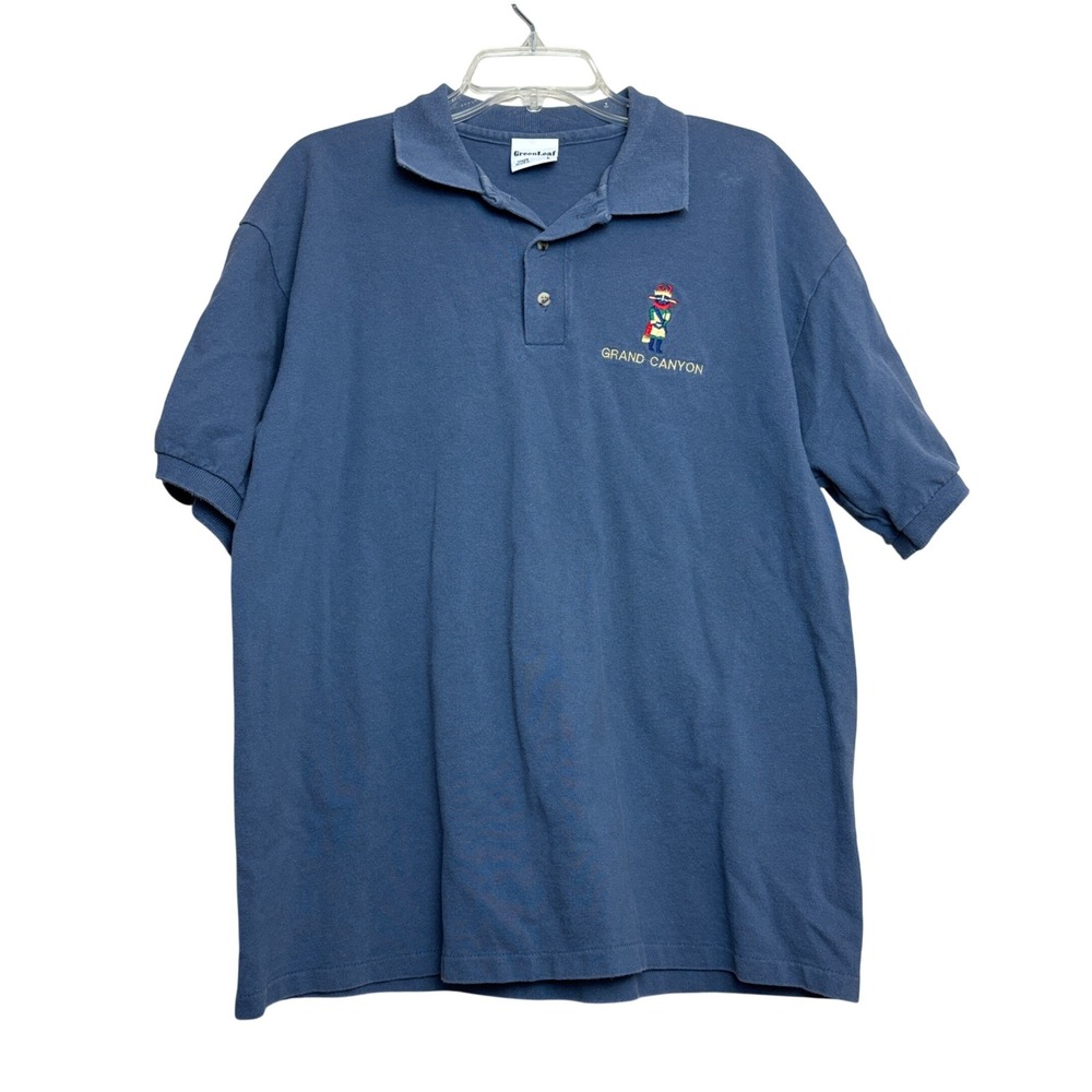 GreenLeaf‎ Polo Shirt Mens Large Blue Grand Canyon Embroidered USA Kachina Doll